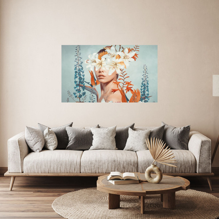 Canvas Print Girl Beauty Flowers Nature 100x80 cm