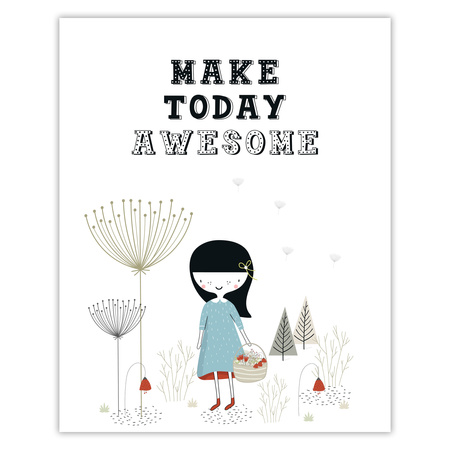 Children's poster Make today awesome 40X50 cm + gold frame