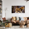 Canvas Print Pair of Lions on Rock Mountains Nature 100x80 cm
