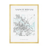 Poster Amsterdam city map square 40X50 cm + gold frame