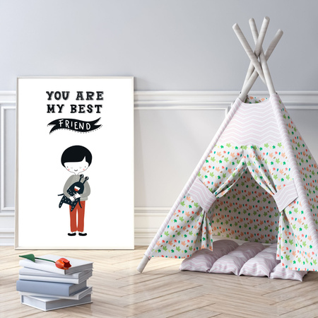 Children's poster You are may best friend 40X50 cm + amaranth frame