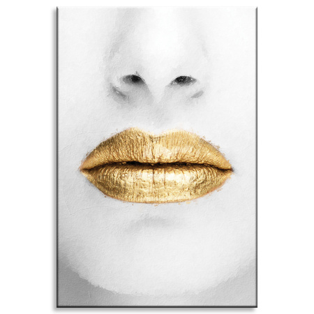 Canvas Print White Face Golden Lips Art 80x120 cm