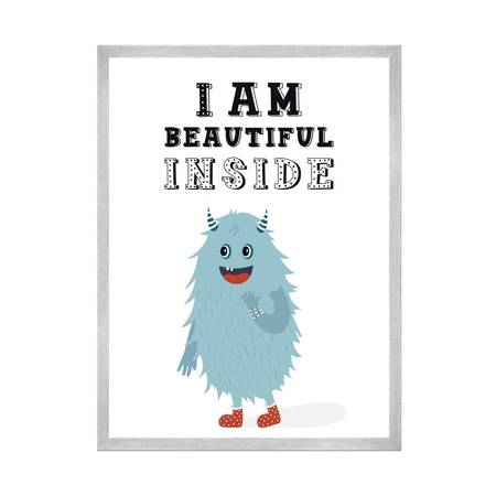 Children's poster I am beautiful inside 24X30 cm + silver frame