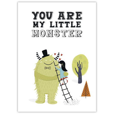 Children's poster You are my little monster 21X29.7 cm + gold frame