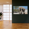 Canvas Print Large Gray Elephant Nature Rocks Sun 100x80 cm