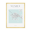 Poster Venice city map square 40X50 cm + gold frame