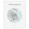 Poster Shanghai city map circle 40X50 cm + gold frame
