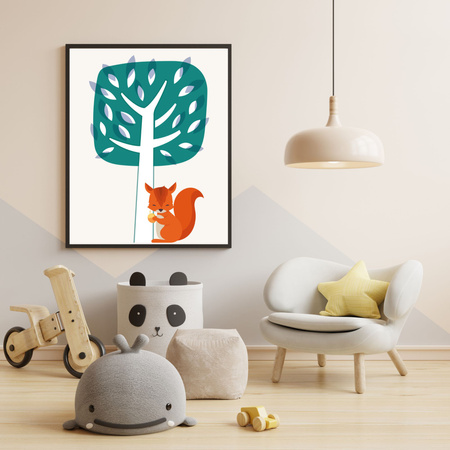 Children's Squirrel Poster 40X50 cm + black frame