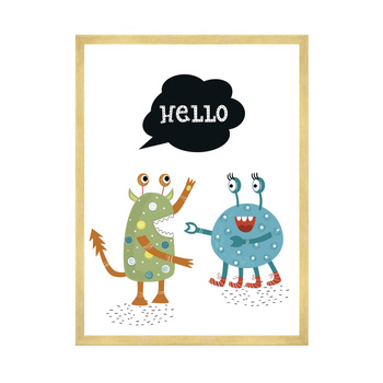 Poster Children's Hellow Monsters 40X50 cm + gold frame