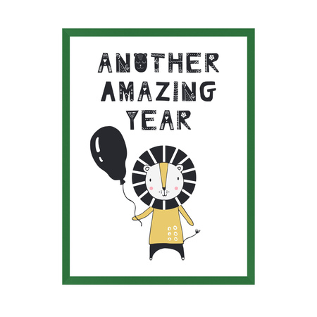Another amazing year Birthday Poster 24X30 cm + green frame