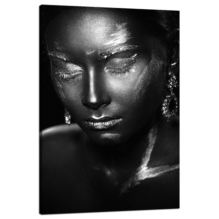 Canvas Print Woman Pensive Art Black 80x120 cm