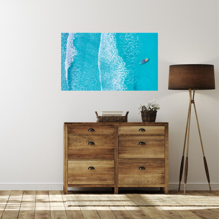 Canvas Print Blue Boat Waves Water Ocean 100x80 cm