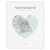 Poster Shanghai city map heart 40X50 cm + gold frame