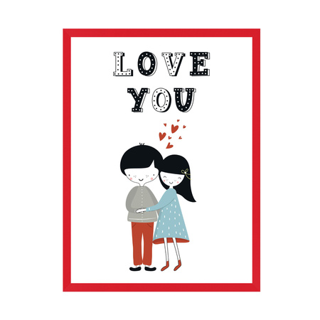 Children's poster Love you 30X40 cm + red frame