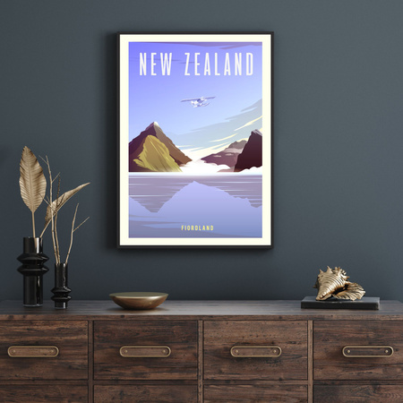Poster New Zealand 40X50 cm + gold frame
