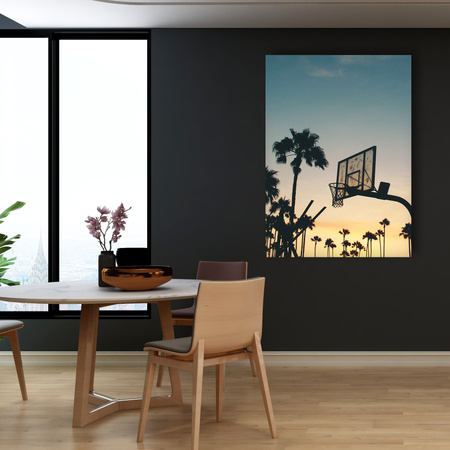 Canvas Print Youth Basketball Sunset 50X70