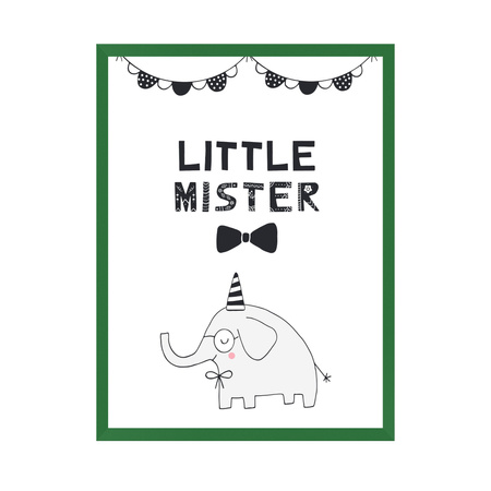 Little mister Birthday Poster 30X40 cm + green frame