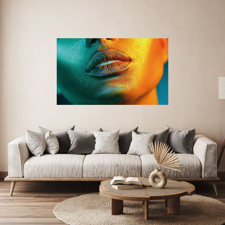 Canvas Print Golden Face Water Drops on Body 100x80 cm