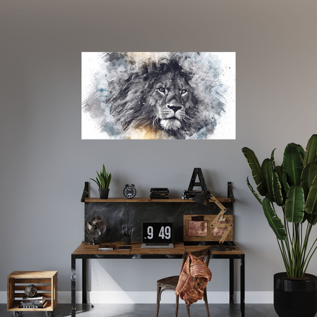 Canvas Print Black Face of Sad Lion 100x80 cm