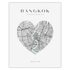 Poster Bangkok city map heart 40X50 cm + gold frame