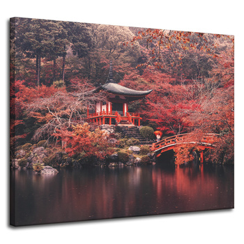 Canvas Print Trees Colorful Japanese Style Peace 100x80 cm