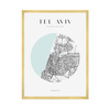 Poster Tel Aviv city map circle 40X50 cm + gold frame