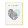 Poster Buenos Aires city map heart 40X50 cm + gold frame