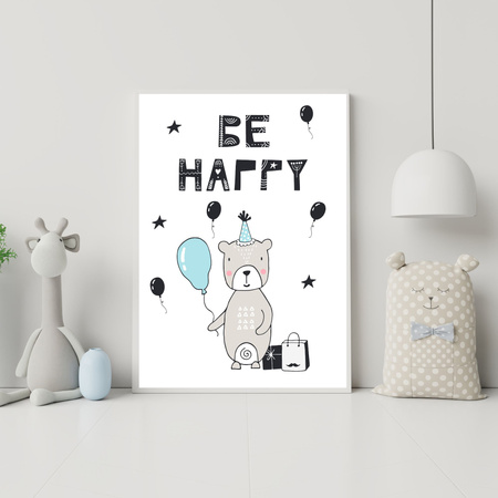 Be happy Birthday Poster 50X70 cm + black frame