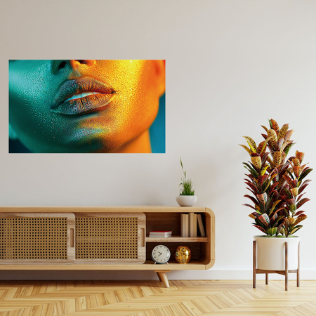 Canvas Print Golden Face Water Drops on Body 100x80 cm