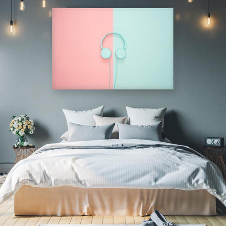 Canvas Print Music Headphones Two-Color 90x60