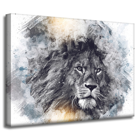 Canvas Print Black Face of Sad Lion 40x30 cm