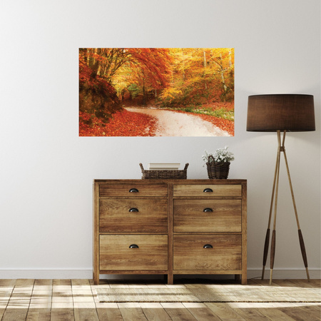 Canvas Print Path in Autumn Forest Colorful Leaves 100x80 cm