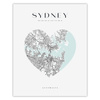 Poster Sydney city map heart 40X50 cm + gold frame