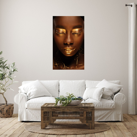 Canvas Print Woman Face Golden Elements 80x120 cm