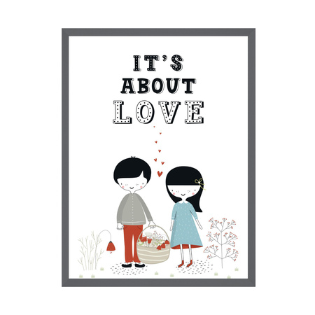 Children's poster It's about love 24X30 cm + gray stone frame