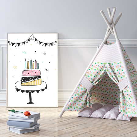 Birthday Cake Poster 40X50 cm + silver frame