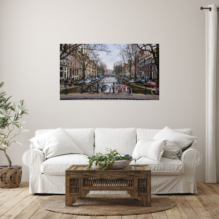 Canvas Print Bikes on the Amsterdam Bridge 100x80 cm