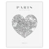 Poster Map of the city of Paris heart 40X50 cm + gold frame