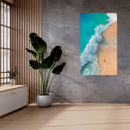 Canvas Print Man on Beach Waves Water Sun 80x120 cm