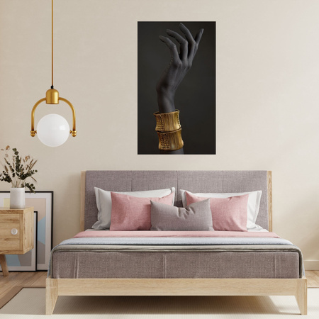 Canvas Print Black Hand Gold Bracelets 80x120 cm