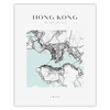 Poster Hong Kong city map square 40X50 cm + gold frame