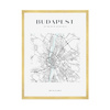 Poster Budapest city map square 40X50 cm + gold frame