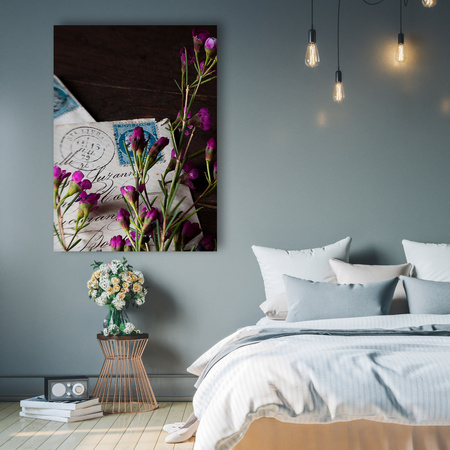 Canvas Print Letters Purple Flowers Vintage 80x120