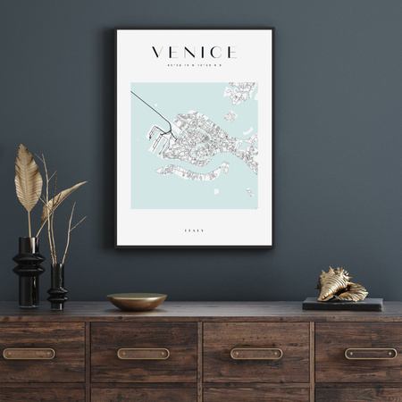 Poster Venice city map square 40X50 cm + gold frame