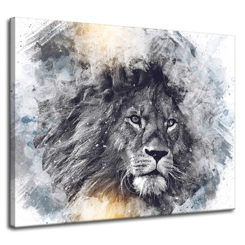Canvas Print Black Face of Sad Lion 100x80 cm