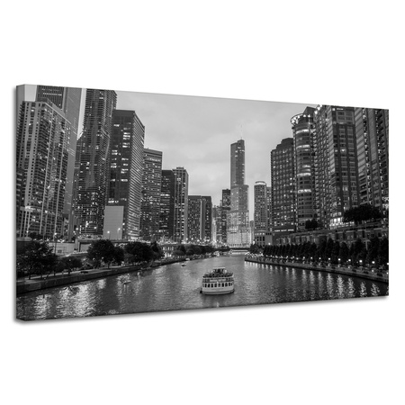 Canvas Print Chicago Architecture Black and White 120X60 cm