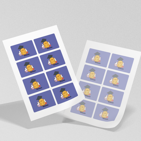 STICKERS with LOGO Rectangular with print Waterproof Text Photo 80x54 mm