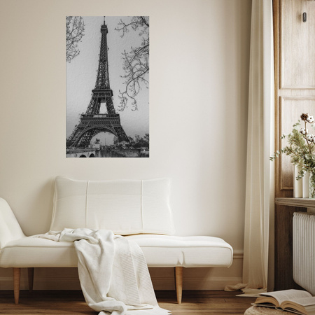 Canvas Print Black and White Eiffel Tower France Retro 80x120 cm