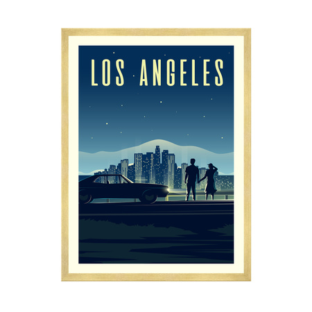 Poster of the City of Los Angeles 40X50 cm + gold frame