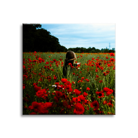 Canvas Print Nature Woman in a Poppies Field 40x40 cm